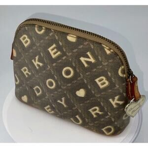 Y2K Dooney & Bourke Crossword Collection Cosmetic Case Top Zip Clutch
